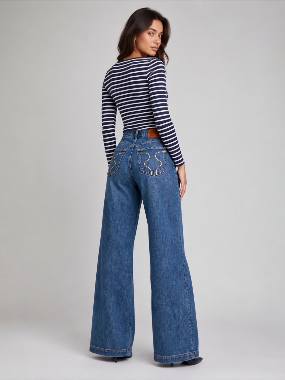 cult gaia High-Waist Wide Leg Blue Jeans - Picture 2 of 12